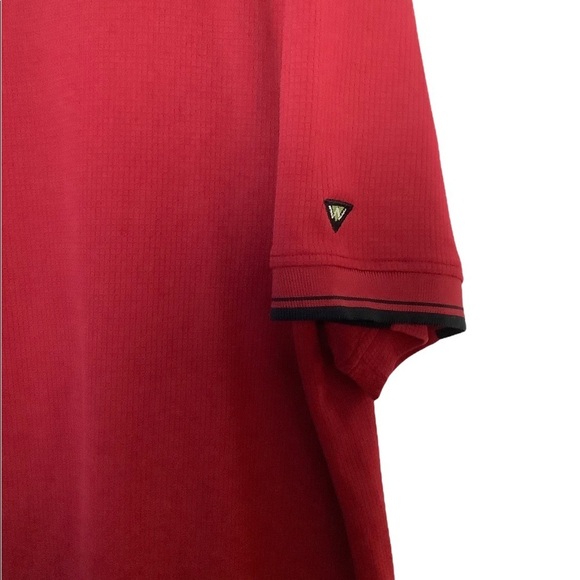Men's WEDGE L Large Golf Shirt Mockneck Red Burgundy Short Sleeve Top Dri Fit - Picture 5 of 7